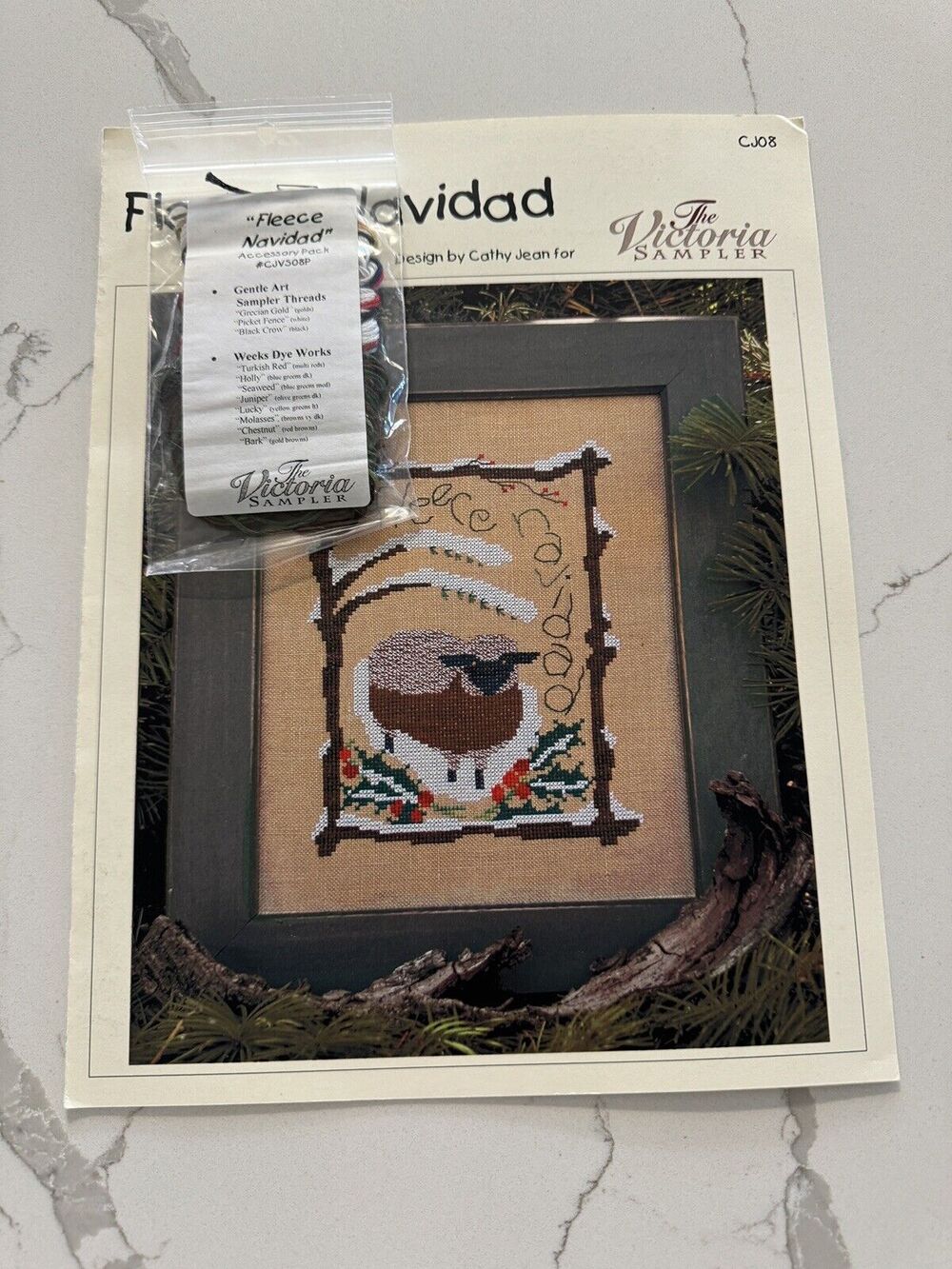 Fleece Navidad Victoria Sampler Cross Stitch Pattern Accessory Pack Cathy Jean